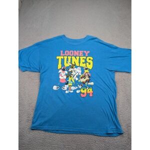 Looney‎ Tunes Shirt Mens 3XL Big Blue 94 Graphic Cartoon Characters Short Sleeve
